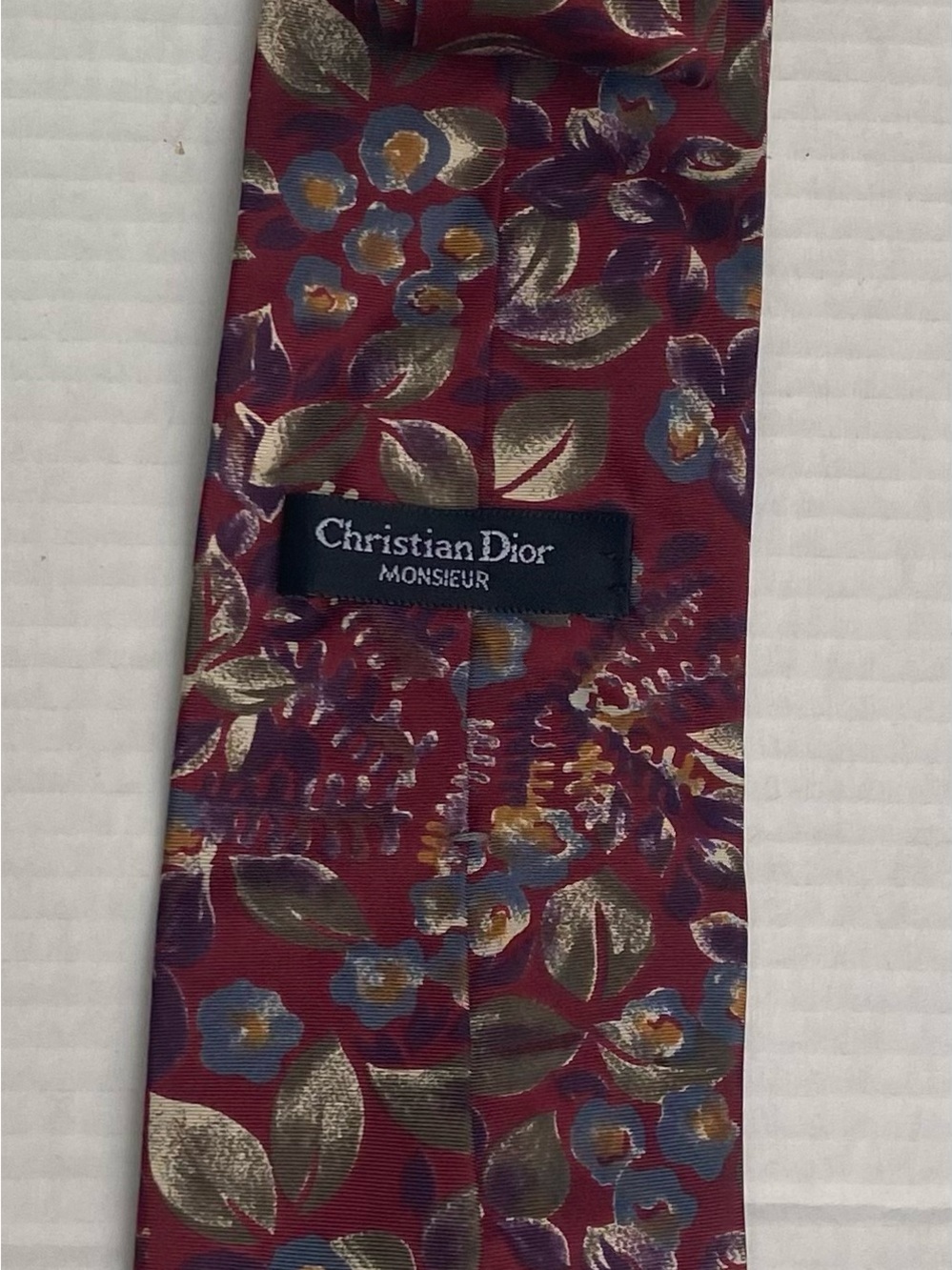 Dior Vintage Christian Dior Monsieur Silk Tie Burgundy Floral - Picture 15 of 15